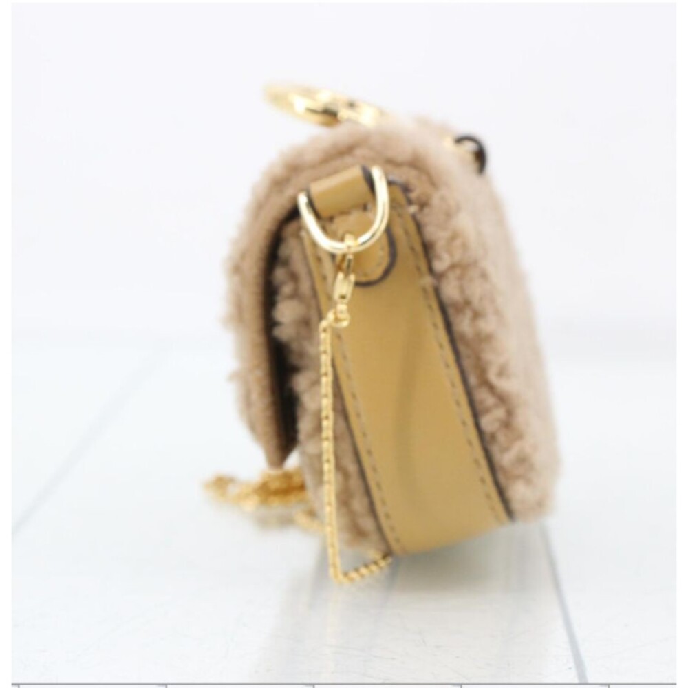 Fendi Baguette Bag Tan and Gold Shearling Mini with original COA, tags, dust bag - Picture 5 of 16